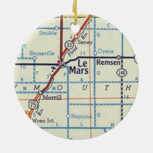 Le Mars Iowa Vintag Map Keramik Ornament (Hinten)