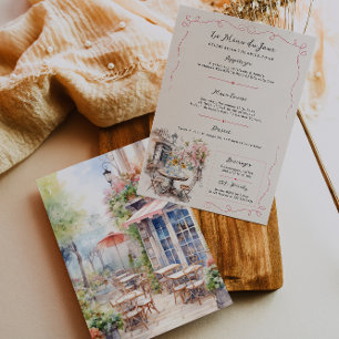 Le Menu du Jour   Pink Café Junggesellinnenabschie Einladung