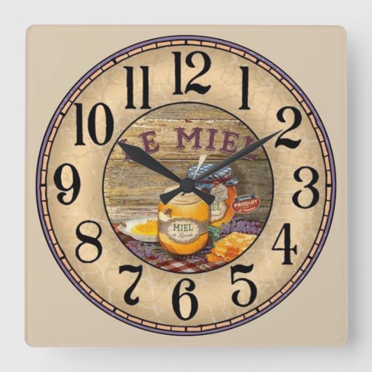Le Miel (Honey) Quadratische Wanduhr (Vorderseite)