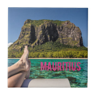 Le Morne Brabant Mauritius Blick vom Schiff auf Se Fliese