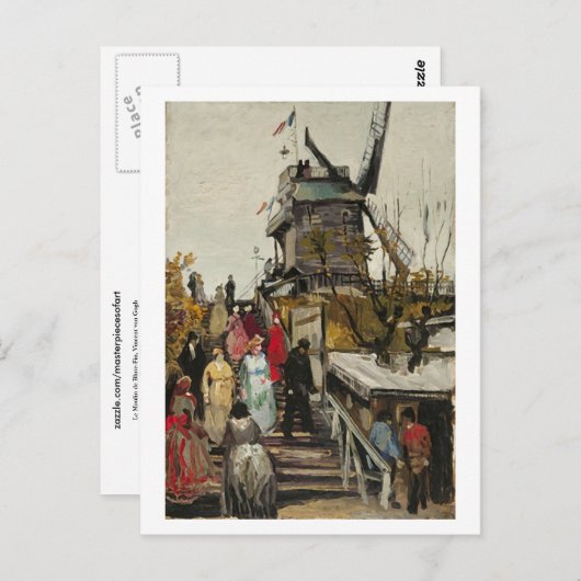Le Moulin de Blute-Fin, Vincent van Gogh Postkarte (Vorne/Hinten)