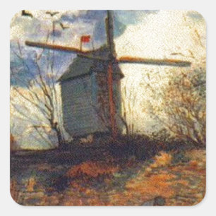 Le Moulin de la Galette Van Gogh Quadratischer Aufkleber