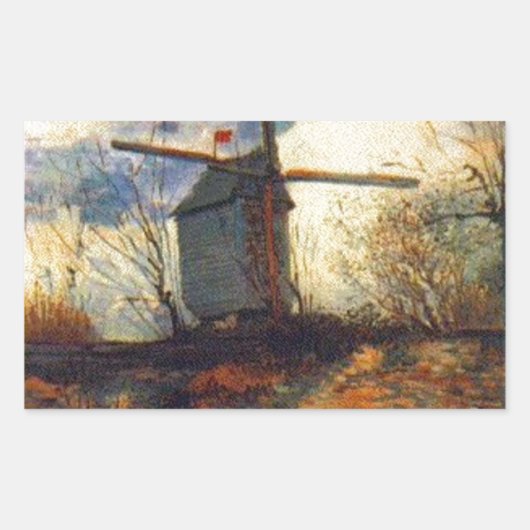Le Moulin de la Galette Van Gogh Rechteckiger Aufkleber (Vorderseite)