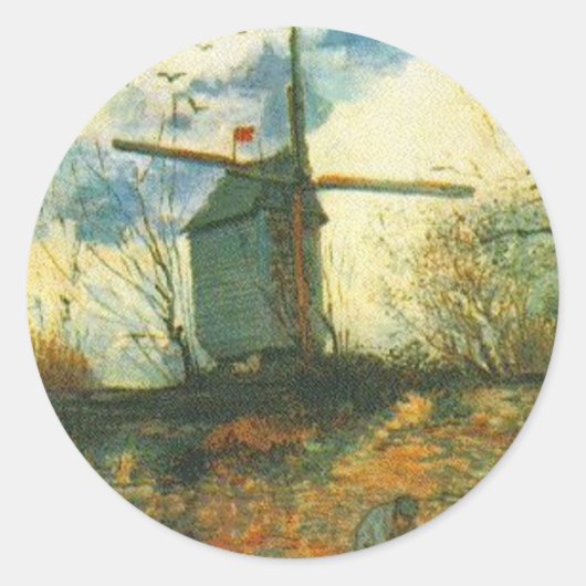 Le Moulin de la Galette Van Gogh Runder Aufkleber (Vorderseite)