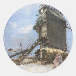 Le Moulin de la Galette von Vincent van Gogh Runder Aufkleber
