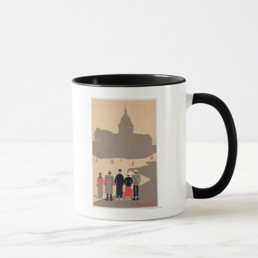 Le Pantheon Art Deco SceneParis, Frankreich Tasse (Rechts)