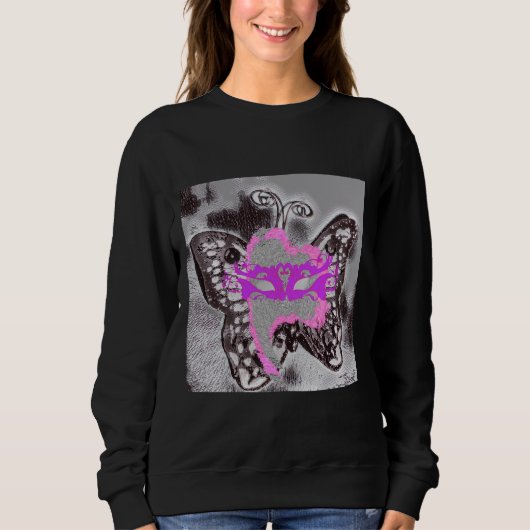 Le Papillon Masqué De Gris et De Rose Sweatshirt (Vorderseite)