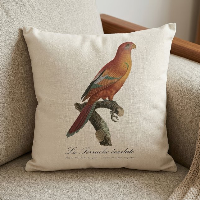 Le Perruche ecarlate Kissen (Red Lory or Eos Bornea, Trichoglossus borneus. Throw Pillow)