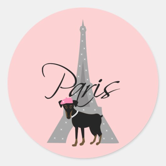Le petit chien à Paris Runder Aufkleber (Vorderseite)