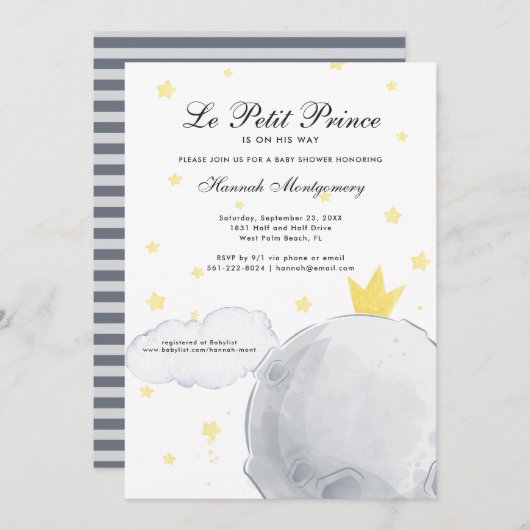 Le Petit Prince | Einladung der Babydusche (Vorne/Hinten)