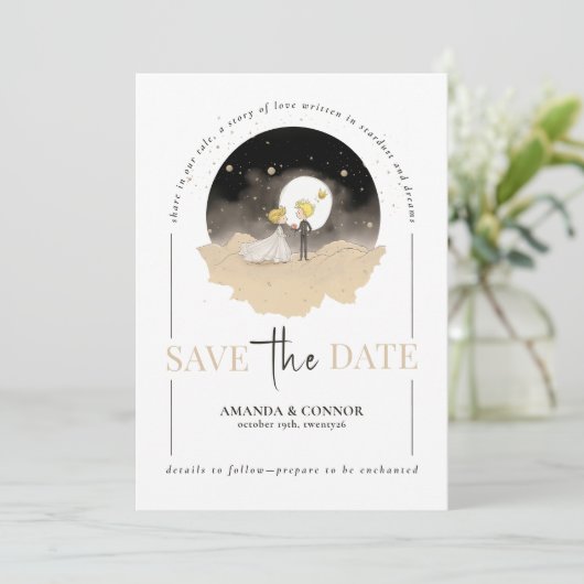 Le Petit Prince und Bride Save the Date Einladung (Stehend Vorderseite)
