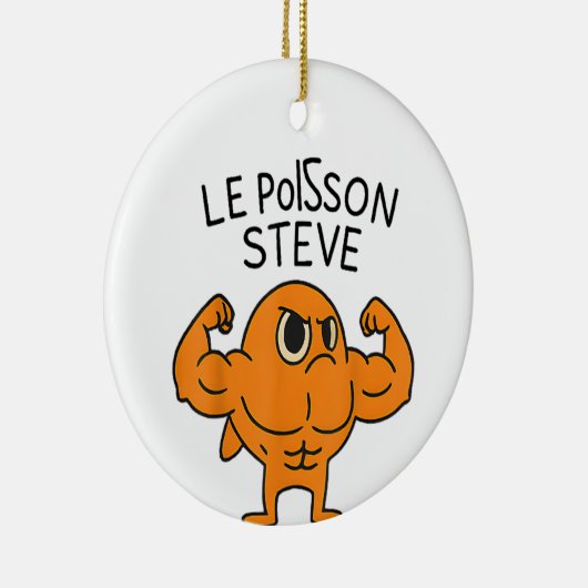 Le Poisson Steve Funny Muskel Fish Cartoon Keramik Ornament (Rechts)