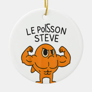 Le Poisson Steve Funny Muskel Fish Cartoon Keramik Ornament