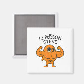 Le Poisson Steve Funny Muskel Fish Cartoon Magnet (Vorderseite/Rückseite)
