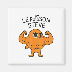 Le Poisson Steve Funny Muskel Fish Cartoon Magnet