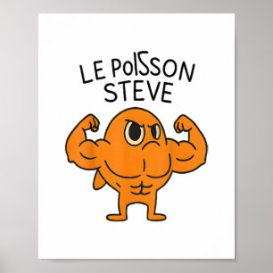 Le Poisson Steve Funny Muskel Fish Cartoon Poster