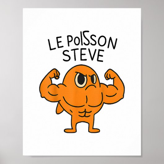 Le Poisson Steve Funny Muskel Fish Cartoon Poster (Vorne)