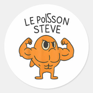 Le Poisson Steve Funny Muskel Fish Cartoon Runder Aufkleber