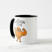 Le Poisson Steve Funny Muskel Fish Cartoon Tasse (Vorderseite Links)