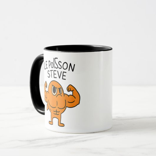 Le Poisson Steve Funny Muskel Fish Cartoon Tasse (Vorderseite Links)