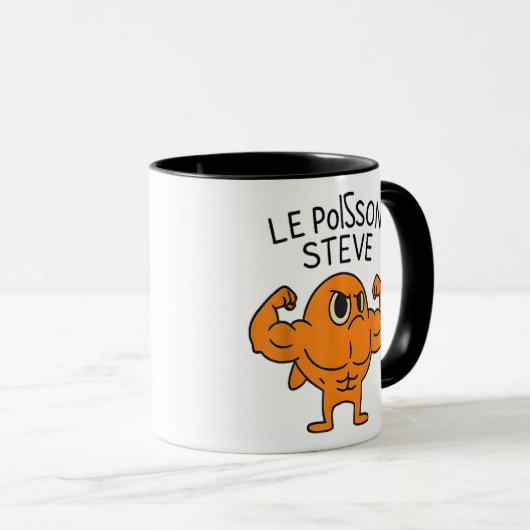 Le Poisson Steve Funny Muskel Fish Cartoon Tasse (VorderseiteRechts)