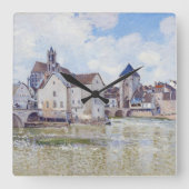 Le Pont de Moret, Alfred Sisley Quadratische Wanduhr (Vorderseite)