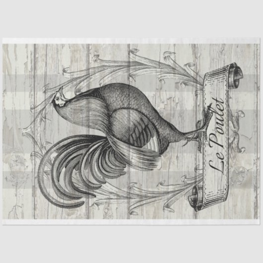 Le Poulet Das französische Rooster über die Dekoup Seidenpapier (Vorderseite)