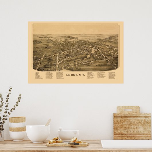 Le Roy, NY Panoramic Map - 1892 Poster (Küche)