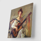 Le Savon, Vintages französisches Plakat. Quadratische Wanduhr (Winkel)