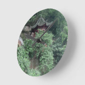 Le Shan Mountainside Buddhist Pavilion Runde Wanduhr (Winkel)