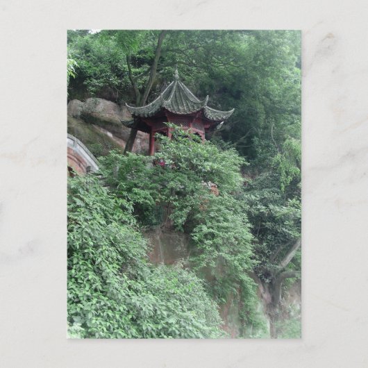 Le Shan Mountainside Buddhistischer Pavillon Postkarte (Vorderseite)
