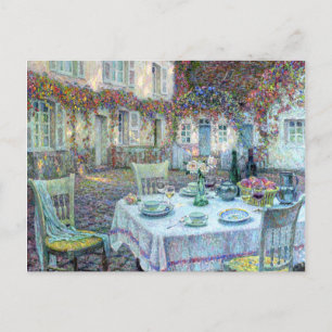 Le Sidaner: Tisch mit Rosen in Gerberoy Postkarte