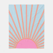 Le Soleil 02 Retro Sun Rosa und Blau Sunshine Fleecedecke (Vorderseite)