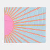 Le Soleil 02 Retro Sun Rosa und Blau Sunshine Fleecedecke (Vorderseite (Horizontal))