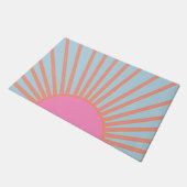 Le Soleil 02 Retro Sun Rosa und Blau Sunshine Fußmatte (Schrägansicht)