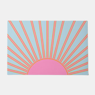 Le Soleil 02 Retro Sun Rosa und Blau Sunshine Fußmatte