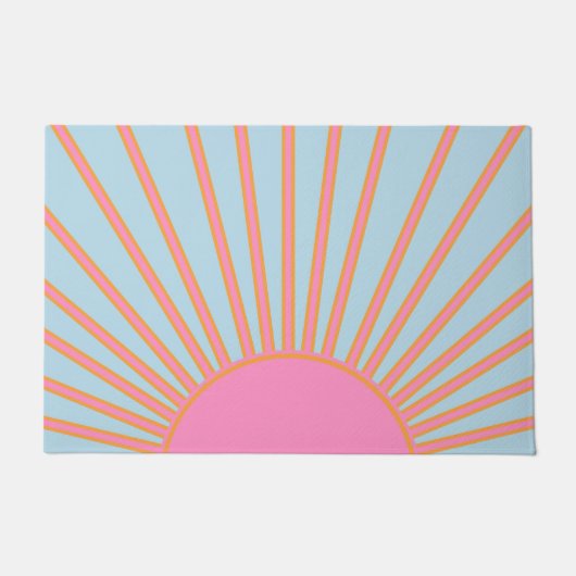Le Soleil 02 Retro Sun Rosa und Blau Sunshine Fußmatte (Vorderseite)