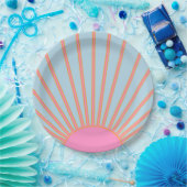 Le Soleil 02 Retro Sun Rosa und Blau Sunshine Pappteller (Party)