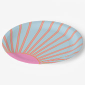 Le Soleil 02 Retro Sun Rosa und Blau Sunshine Pappteller (Schrägansicht)