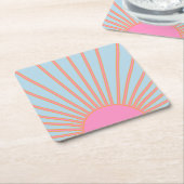 Le Soleil 02 Retro Sun Rosa und Blau Sunshine Rechteckiger Pappuntersetzer (angewinkelt)