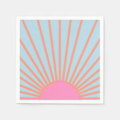 Le Soleil 02 Retro Sun Rosa und Blau Sunshine Serviette (Vorderseite)
