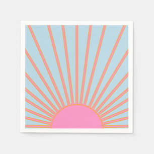 Le Soleil 02 Retro Sun Rosa und Blau Sunshine Serviette