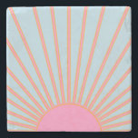 Le Soleil 02 Retro Sun Rosa und Blau Sunshine Steinuntersetzer<br><div class="desc">Sun Print - Rosa und Blau - Sonnenschein,  Moderner Abstrakt geometrischer Sonnenaufgang - Le Soleil.</div>