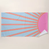 Le Soleil 02 Retro Sun Rosa und Blau Sunshine Strandtuch (Vorderseite)