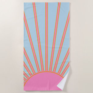 Le Soleil 02 Retro Sun Rosa und Blau Sunshine Strandtuch