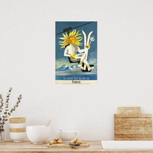 Le soleil fait du ski en France, ski poster (Küche)