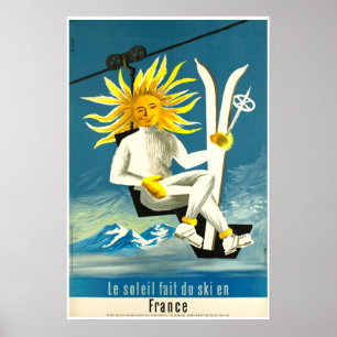 Le Soleil fait du ski en Frankreich, Ski-Plakat Poster