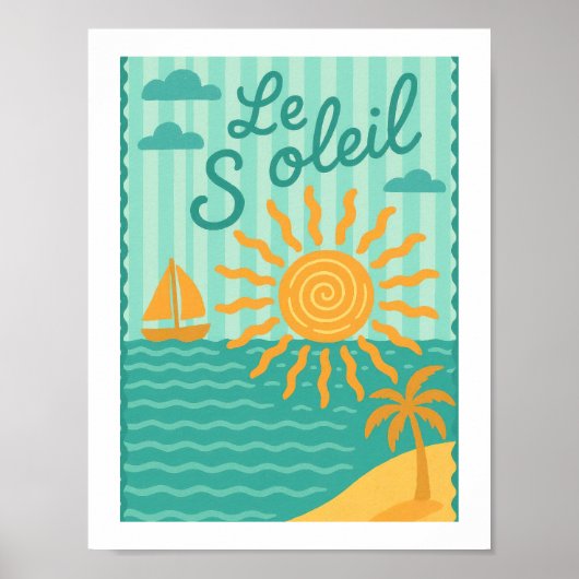 Le Soleil Französische Retro-Sonne Strand Nautical Poster (Vorne)