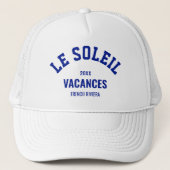 Le Soleil Vacances Französische Riviera Azure Blue Truckerkappe (Vorderseite)