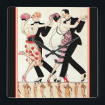 "Le Tango" Art Deco Wall Clock Quadratische Wanduhr<br><div class="desc">Augen-Uhr mit "Le Tango" beim Deko Print von George Barbier (1920er)</div>